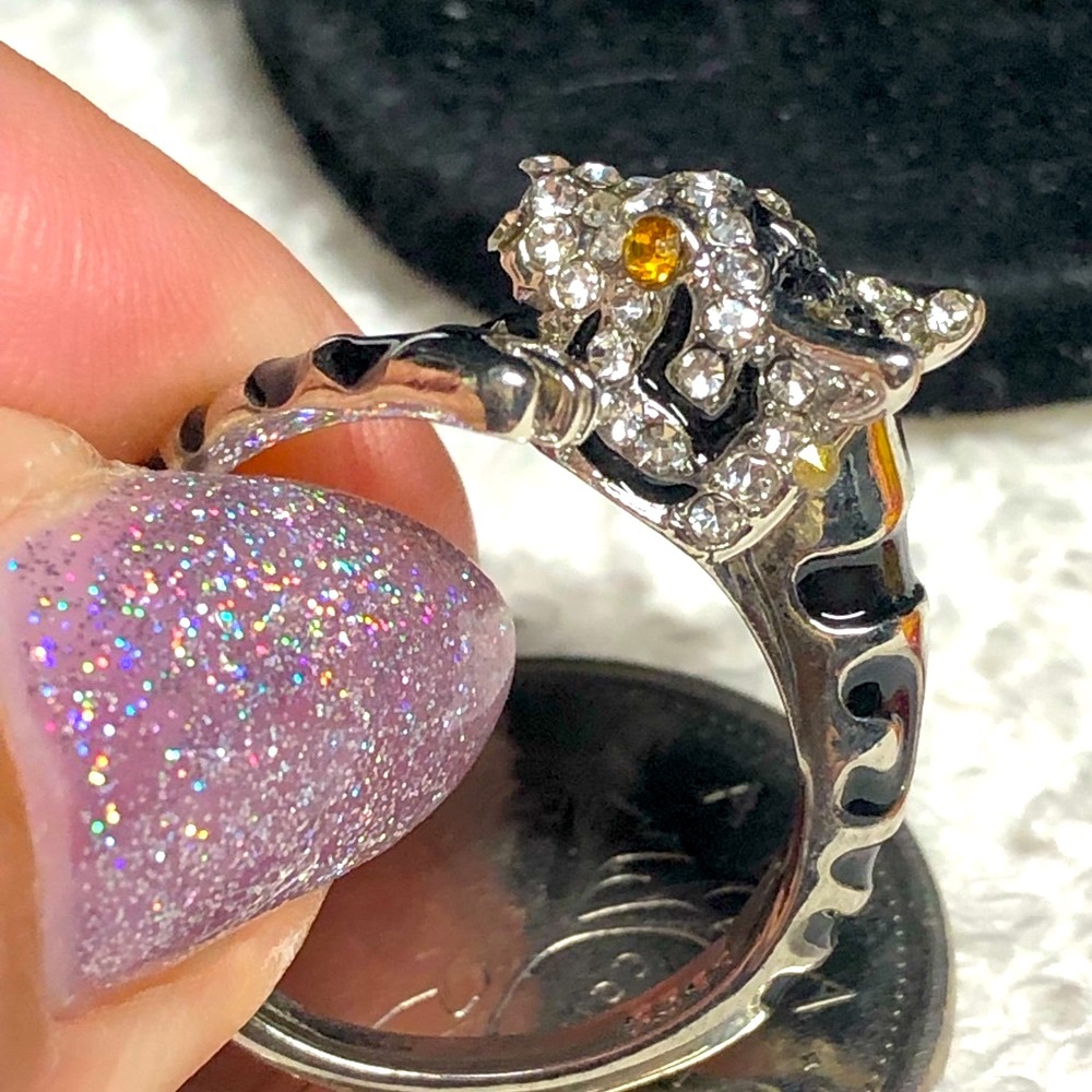 Cute tiger ring with yellow eye-stamped 925